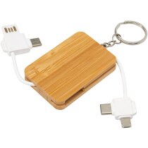 Llavero bambú con cable carga retráctil Reel