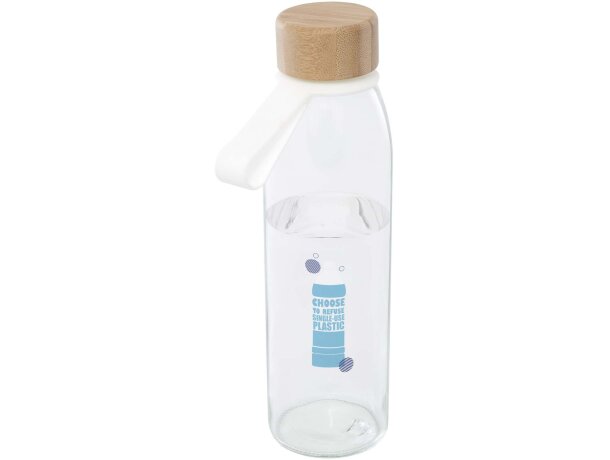 Botella de cristal Porto 500 ml con tapa de bambú Transparente claro detalle 1