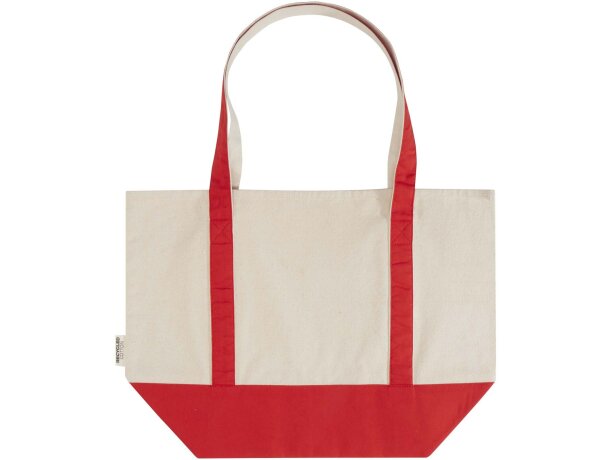 Bolsa tote de algodón reciclado certificado GRS Sam Rojo/natural detalle 15