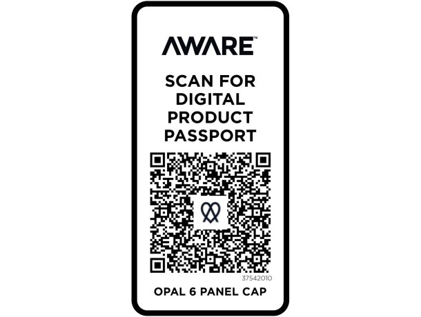 Gorra reciclada seis paneles Aware Opal con rastreador QR Blanco detalle 14