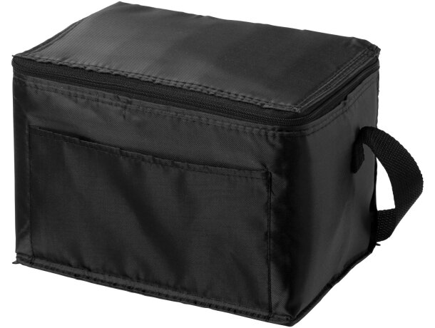 Bolsas térmicas publicitarias con bolsillo frontal y correa ajustable en poliéster Kumla Negro intenso detalle 2