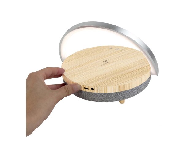 Altavoz bluetooth 4 en 1 con carga inalámbrica Prixton Madera detalle 8