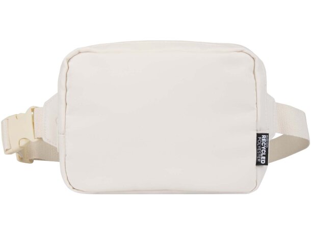 Bolsa bandolera de viaje reciclada Trip Aware con trazabilidad Blanco roto detalle 8