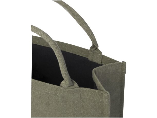 Bolsa tote cuadrada Page algodón y poliéster reciclado 500g Verde detalle 9