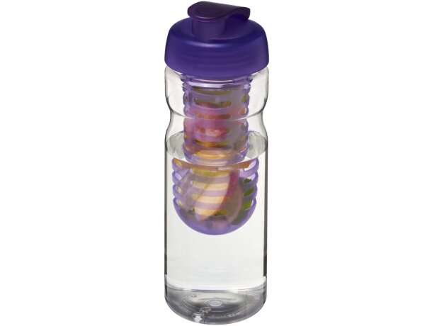 H2O Active® Base Bidón deportivo e infusor con Tapa Flip de 650 ml personalizado transparente/rosa