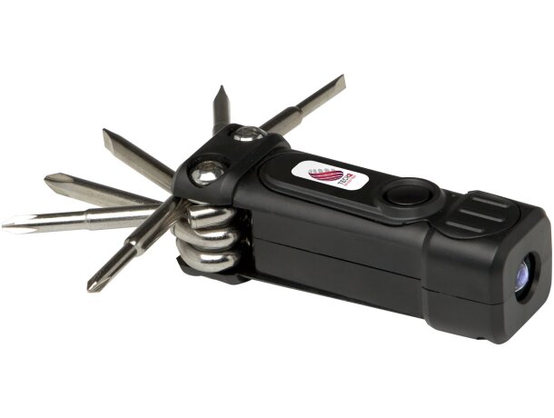 Destornillador reciclado 8 en 1 con linterna integrada Octo Negro intenso detalle 1