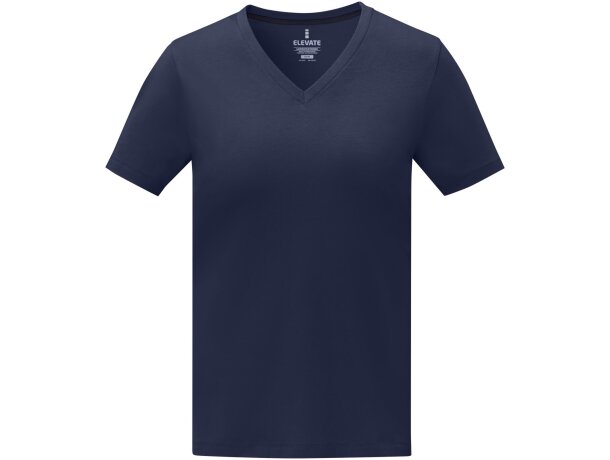 Camiseta de manga corta y cuello en V para mujer Somoto Azul marino detalle 10