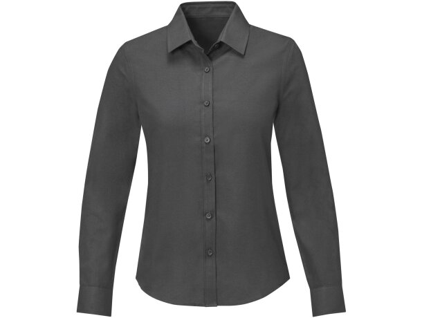 Camisa manga larga mujer Pollux Oxford entallada personalizable Gris tormenta detalle 17