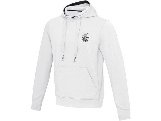 Sudadera con capucha unisex Laguna algodón BCI y poliéster Blanco detalle 1