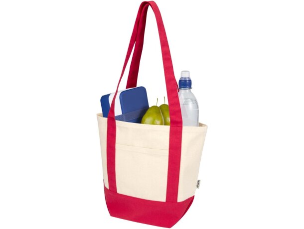 Bolsa tote mini algodón reciclado certificado GRS 320 g/m² Sam Rojo/natural detalle 11