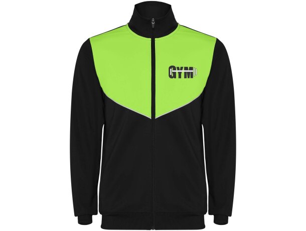 Chándal unisex Evans Roly con cremallera y diseño bicolor Negro intenso/lima detalle 21