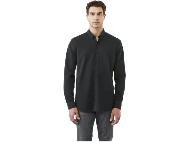 Camisa corporativa elastano 200 g/m2 Elevate Life Bigelow Negro intenso detalle 25