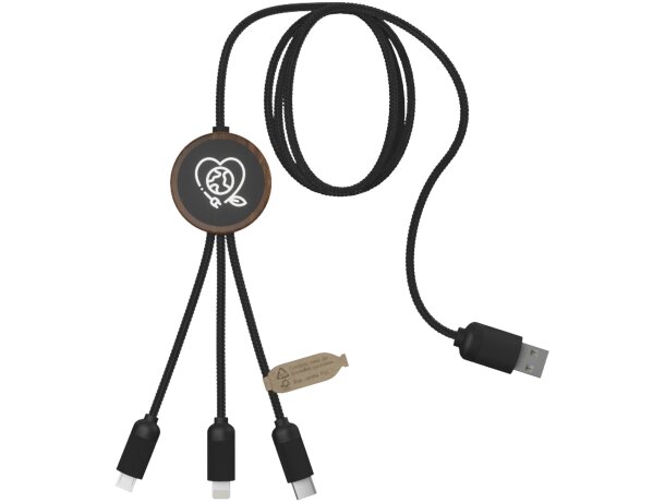 Cable de carga 3 en 1 reciclado SCX.design C36 con bambú Madera detalle 5