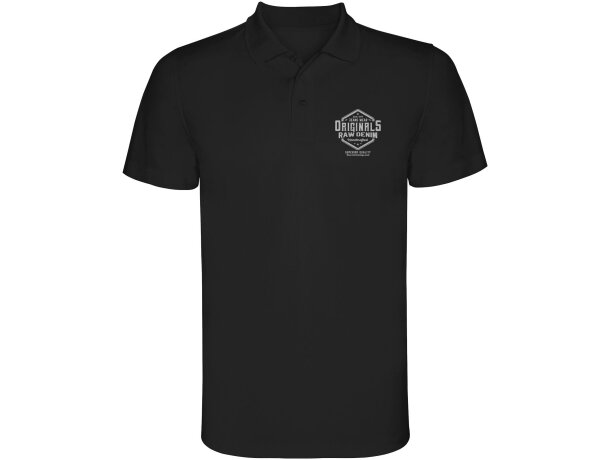 Polo deportivo transpirable Monzha Roly hombre piqué poliéster Negro intenso detalle 5