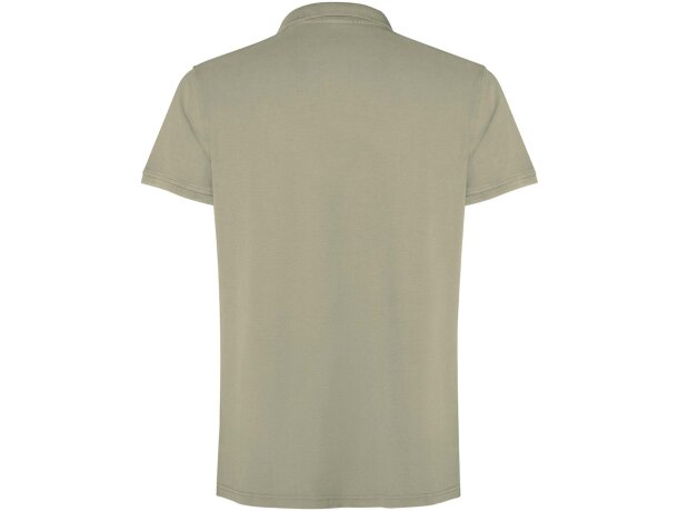 Polo manga corta unisex Cobain Roly acabado vintage Caqui detalle 37
