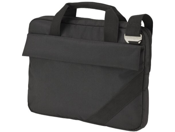 Maletín fino para portátil con bolsillo frontal personalizado negro intenso Maletín fino para portátil con bolsillo frontal personalizado negro intenso