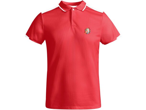 Polo deportivo manga corta infantil Tamil Roly poliéster reciclado Rojo/blanco detalle 7