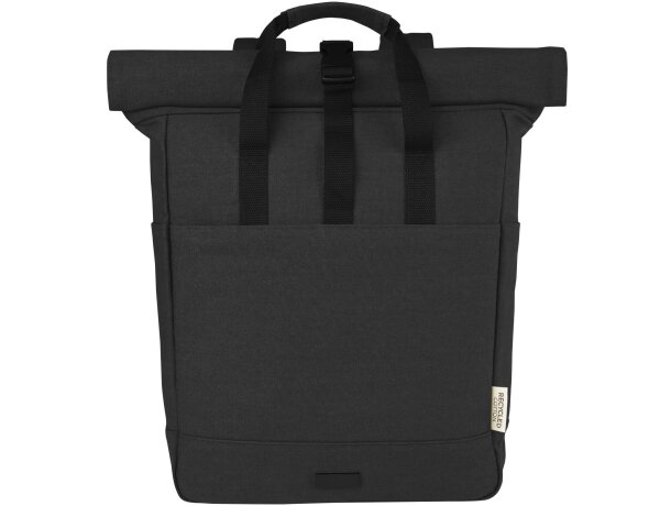 Mochila enrollable Joey lona reciclada GRS para portátil 15? Negro intenso detalle 2