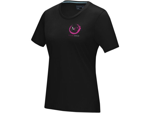 Camiseta orgánica GOTS de manga corta para mujer Azurite Negro intenso detalle 21