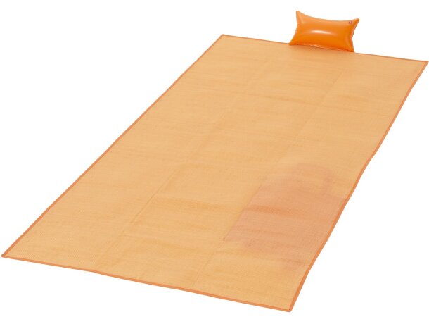 Esterilla de playa con almohada hinchable personalizada naranja Esterilla de playa con almohada hinchable personalizada naranja