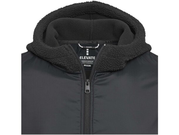 Sudadera unisex polar sherpa reciclado Evans con capucha Negro intenso detalle 4