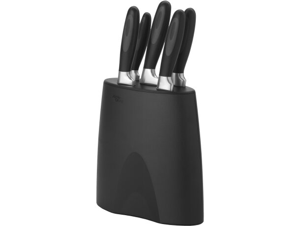 Bloque con 5 cuchillos personalizado negro intenso Bloque con 5 cuchillos personalizado negro intenso