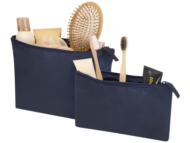 Set de neceseres de poliéster reciclado Swift con certificado GRS Azul marino detalle 9