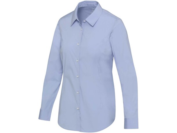 Camisa popelina mujer Carnelian algodón BCI elástico Azul marino detalle 16