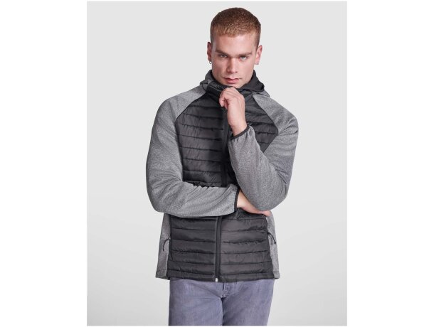 Chaqueta híbrida acolchada unisex Minsk de Roly con capucha Rojo/negro intenso detalle 19