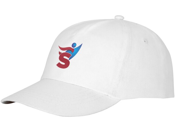 Gorra promocional de 5 paneles con impresión personalizada Blanco detalle 1