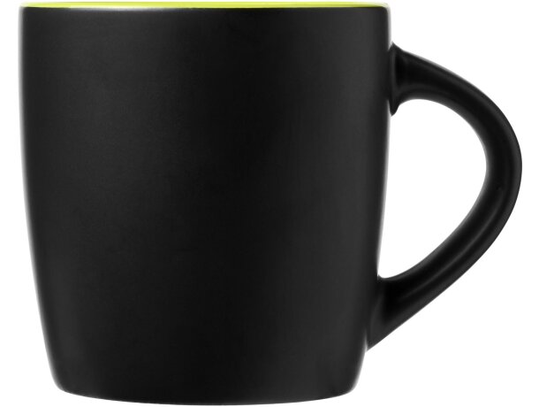 Taza cerámica Riviera 340ml mate con interior de color Negro intenso/lima detalle 20