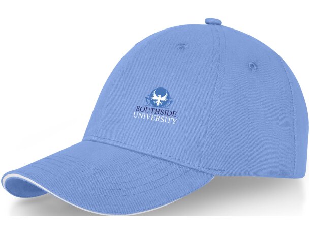 Gorra de 6 paneles Darton personalizadas con detalle de ribete elegante Azul claro detalle 13