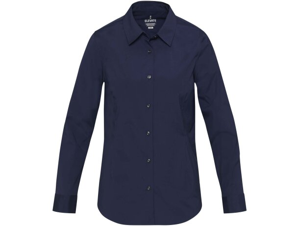 Camisa popelina mujer Carnelian algodón BCI elástico Azul marino detalle 14