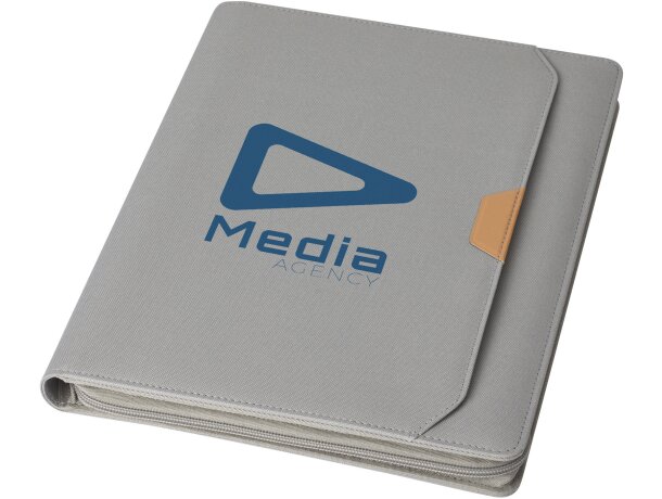 Portafolios A4 Nomumi con poliéster reciclado y papel FSC Gris detalle 1
