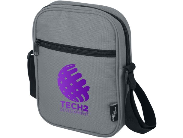 Bandolera reciclada certificada GRS Byron con cremallera Gris detalle 7