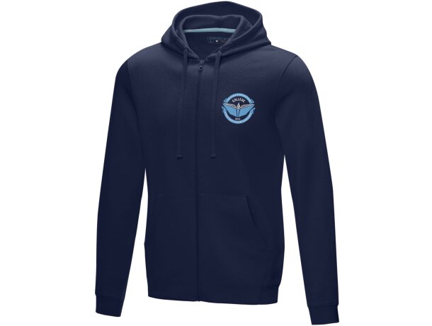 Sudadera con capucha y cremallera Ruby para hombre sostenible Azul marino detalle 16