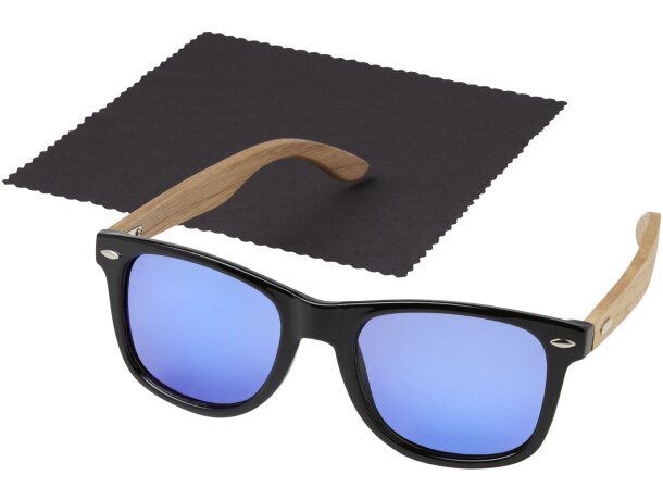 Gafas de sol polarizadas con cristal de espejo de PET reciclado/madera en caja de regalo Hiru Madera detalle 5