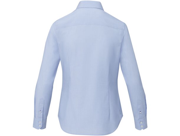 Camisa orgánica manga larga mujer Cuprite popelín algodón Azul claro detalle 3