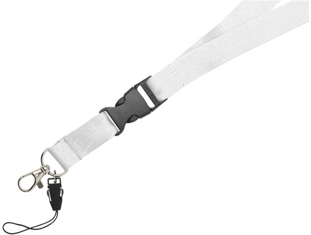 Lanyard con hebilla separable y enganche para móvil Sagan Blanco detalle 4