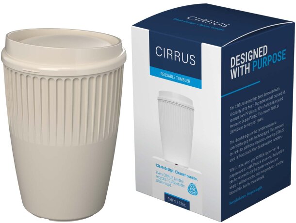 Vaso 350ml Cirrus POP plástico oceánico reciclado con tapa detalle 24