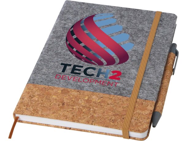 Libreta tapa dura A5 Veronica con corcho y bolígrafo incluido Gris/natural detalle 1