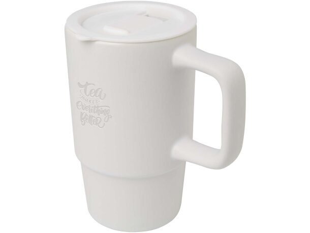 Taza térmica de gres Carter con tapa antiderrame 450ml Blanco detalle 5