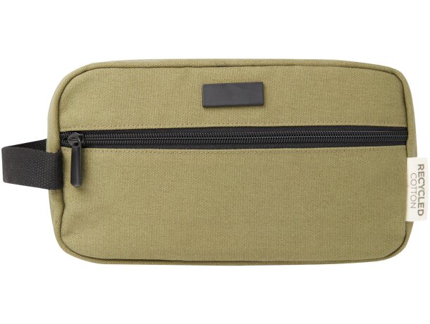 Neceser de viaje Joey con lona reciclada certificada GRS Verde oliva detalle 17