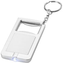 Llavero con linterna moderna y abrebotellas personalizado blanco Llavero con linterna moderna y abrebotellas personalizado blanco