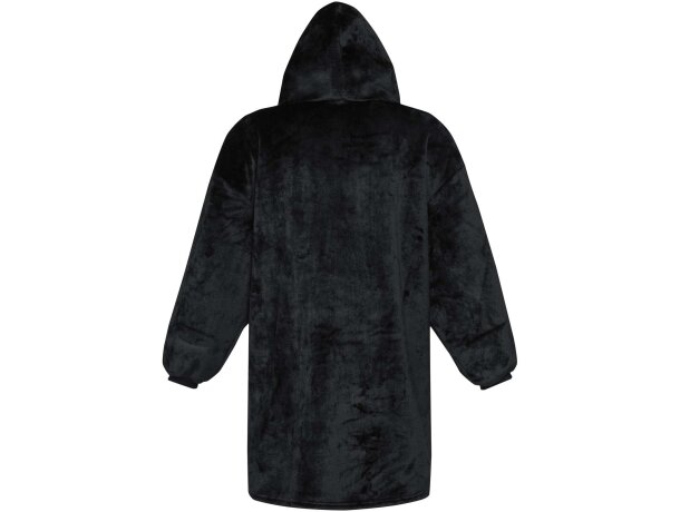 Manta con capucha Denali certificación GRS poliéster reciclado Negro intenso detalle 4