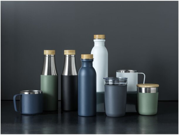 Vaso isotérmico Lagan con tapa bambú y aislamiento al vacío Azul hielo detalle 16