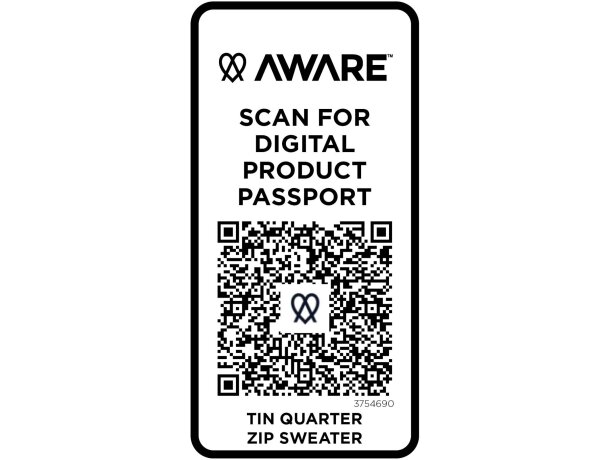 Sudadera reciclada unisex con cremallera 1/4 Aware™ Tin Negro intenso detalle 4