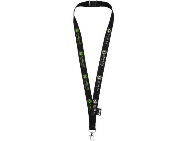 Lanyard Tom de PET reciclado con cierre independiente Negro intenso detalle 9