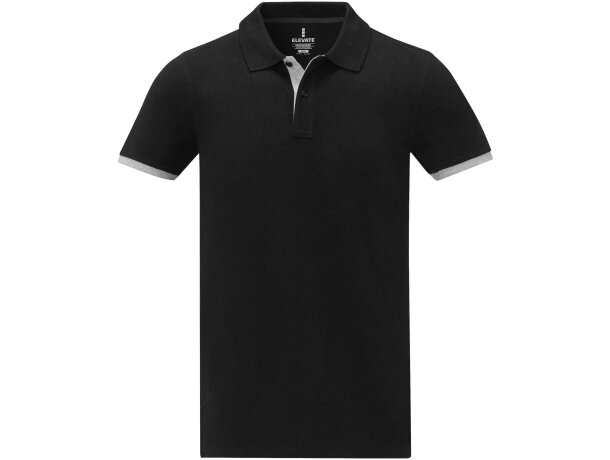 Polo de manga corta de dos tonos para hombre Morgan Negro intenso detalle 8