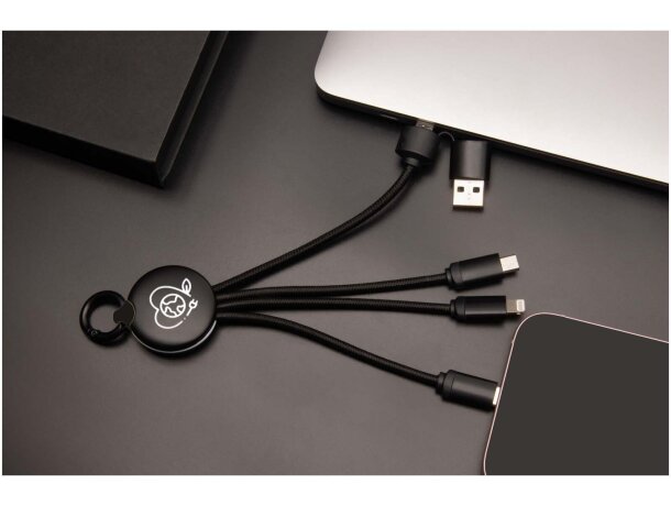 Cable de carga 5 en 1 SCX.design C14 con materiales reciclados Negro intenso detalle 4